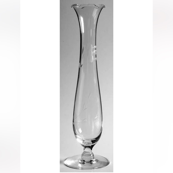 PRINCESS HOUSE 10” Heritage Fluted Bud Vase Etched wRuffled Opening Hand Blown - Picture 1 of 3